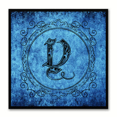 Alphabet Y Blue Canvas Print Black Frame Kids Bedroom Wall Décor Home Art