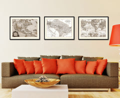 Washington DC Vintage Sepia Map Canvas Print, Picture Frame Gifts Home Decor Wall Art Decoration