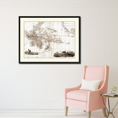 Oceania Australia New Zealand Vintage Sepia Map Canvas Print, Picture Frame Gifts Home Decor Wall Art Decoration