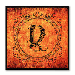 Alphabet Y Orange Canvas Print Black Frame Kids Bedroom Wall Décor Home Art