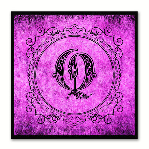 Alphabet Q Purple Canvas Print Black Frame Kids Bedroom Wall Décor Home Art