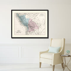 Peru Bolivia Vintage Antique Map Wall Art Home Decor Gift Ideas Canvas Print Custom Picture Frame