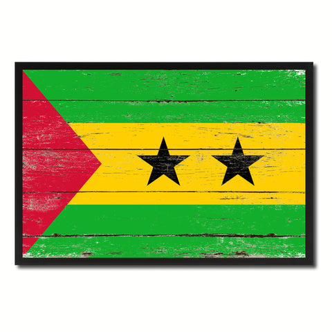 Sao Tome and Principe Country National Flag Vintage Canvas Print with Picture Frame Home Decor Wall Art Collection Gift Ideas