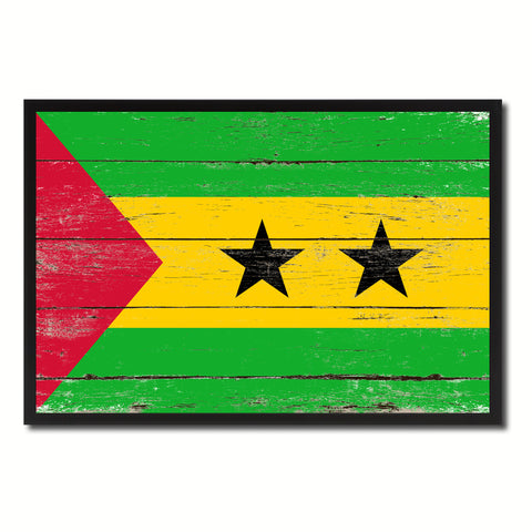 Sao Tome and Principe Country National Flag Vintage Canvas Print with Picture Frame Home Decor Wall Art Collection Gift Ideas