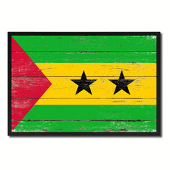 Sao Tome and Principe Country National Flag Vintage Canvas Print with Picture Frame Home Decor Wall Art Collection Gift Ideas