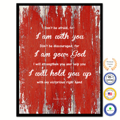 Don't be afraid for I am with you Bible Verse Scripture Quote Red Canvas Print with Picture Frame