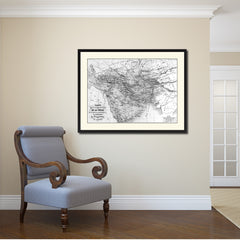Persia Iraq Iran Afghanistan Vintage B&W Map Canvas Print, Picture Frame Home Decor Wall Art Gift Ideas