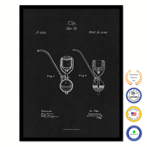 1870 Tobacco Pipe Old Patent Art Print on Canvas Custom Framed Vintage Home Decor Wall Decoration Great for Gifts