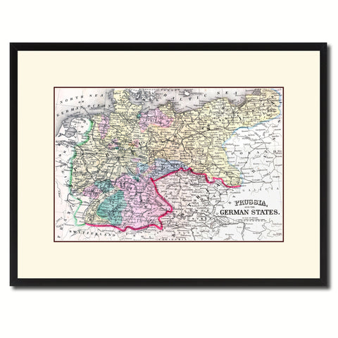 Prussia Germany Vintage Antique Map Wall Art Home Decor Gift Ideas Canvas Print Custom Picture Frame