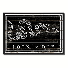 US Join or Die Snake Colonial Revolutionary War Military Flag Vintage Canvas Print with Picture Frame Home Decor Man Cave Wall Art Collectible Decoration Artwork Gifts