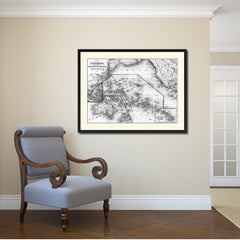 Oceania Vintage B&W Map Canvas Print, Picture Frame Home Decor Wall Art Gift Ideas