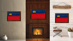 Liechtenstein Country Flag Vintage Canvas Print with Brown Picture Frame Home Decor Gifts Wall Art Decoration Artwork