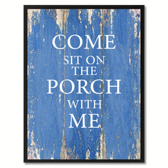 Come Sit On The Porch With Me Saying Canvas Print, Black Picture Frame Home Decor Wall Art Gifts