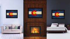 Colorado State Flag Texture Canvas Print with Black Picture Frame Home Decor Man Cave Wall Art Collectible Decoration Artwork Gifts