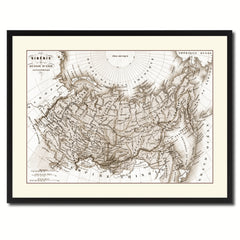 Siberia Russia Vintage Sepia Map Canvas Print, Picture Frame Gifts Home Decor Wall Art Decoration