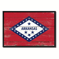 Arkansas State Flag Vintage Canvas Print with Black Picture Frame Home DecorWall Art Collectible Decoration Artwork Gifts