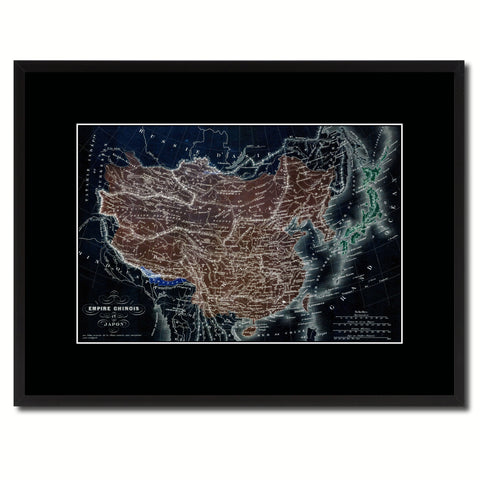 China Japan Korea Vintage Vivid Color Map Canvas Print, Picture Frame Home Decor Wall Art Office Decoration Gift Ideas