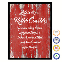 Life Is Like A Roller Coaster Quote Saying Framed Canvas Print Gift Ideas Home Decor Wall Art 121877 Red