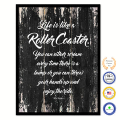 Life Is Like A Roller Coaster Quote Saying Framed Canvas Print Gift Ideas Home Decor Wall Art 122252 Black