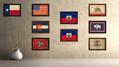 Haiti Country Flag Vintage Canvas Print with Black Picture Frame Home Decor Gifts Wall Art Decoration Artwork