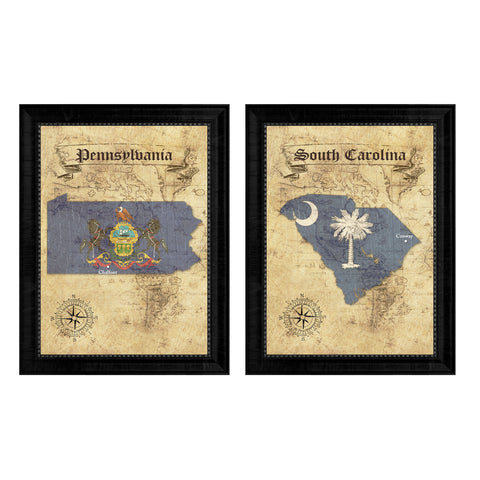 Pennsylvania State & South Carolina State with Black Frame