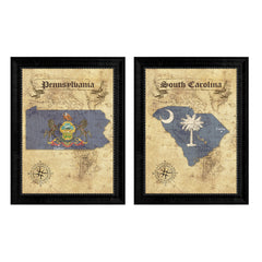Pennsylvania State & South Carolina State with Black Frame