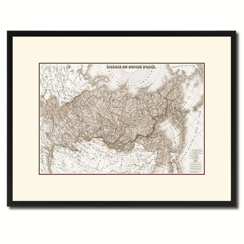 Russia Siberia Vintage Sepia Map Canvas Print, Picture Frame Gifts Home Decor Wall Art Decoration