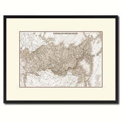 Russia Siberia Vintage Sepia Map Canvas Print, Picture Frame Gifts Home Decor Wall Art Decoration