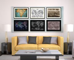 Mountain Fortress Vintage Sepia Map Canvas Print, Picture Frame Gifts Home Decor Wall Art Decoration