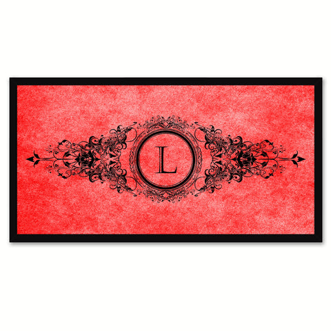 Alphabet Letter L Red Canvas Print, Black Custom Frame