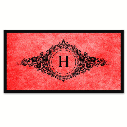 Alphabet Letter H Red Canvas Print, Black Custom Frame