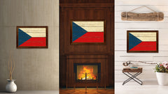 Czech Republic Country Flag Vintage Canvas Print with Brown Picture Frame Home Decor Gifts Wall Art Decoration Artwork