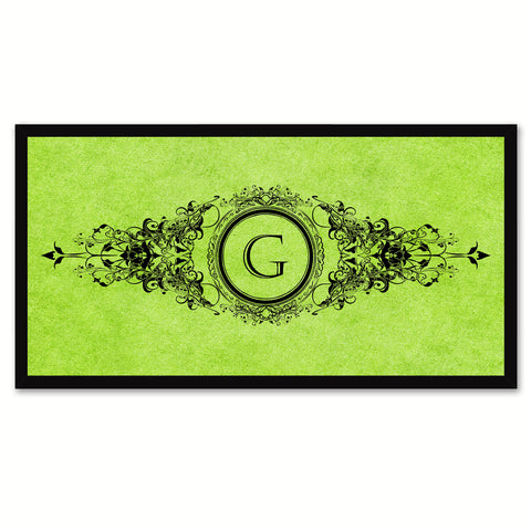 Alphabet Letter G Green Canvas Print Black Frame Kids Bedroom Wall Décor Home Art