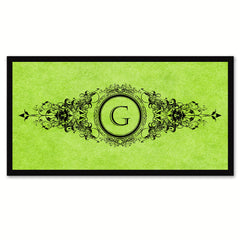 Alphabet Letter G Green Canvas Print Black Frame Kids Bedroom Wall Décor Home Art