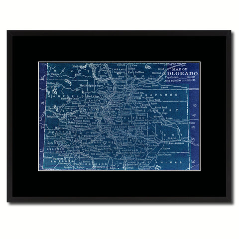 Colorado Vintage Vivid Color Map Canvas Print, Picture Frame Home Decor Wall Art Office Decoration Gift Ideas