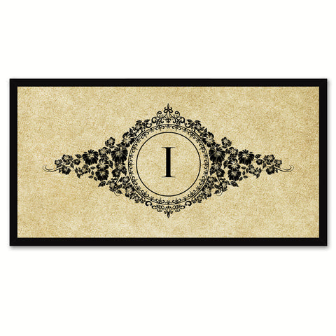 Alphabet Letter I Brown Canvas Print, Black Custom Frame