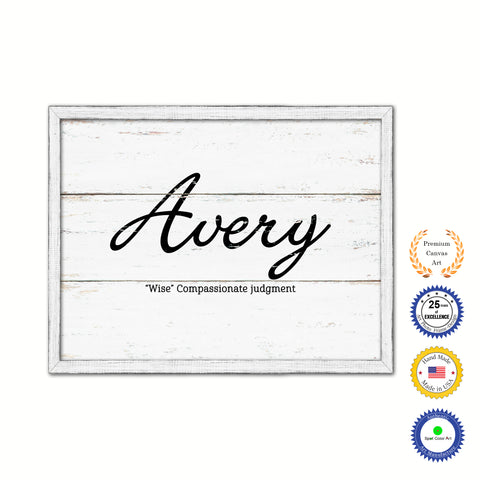 Zoey Name Plate White Wash Wood Frame Canvas Print Boutique Cottage Decor Shabby Chic