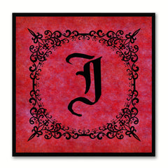 Alphabet J Red Canvas Print Black Frame Kids Bedroom Wall Décor Home Art