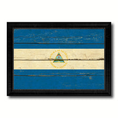 Nicaragua Country Flag Vintage Canvas Print with Black Picture Frame Home Decor Gifts Wall Art Decoration Artwork
