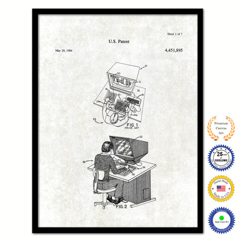 1984 Interactive computer aided design system Old Patent Art Print on Canvas Custom Framed Vintage Home Decor Wall Decoration Great for Gifts