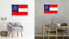 Georgia State Flag Shabby Chic Gifts Home Decor Wall Art Canvas Print, White Wash Wood Frame