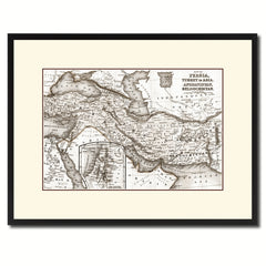 Persia Iraq Iran Afghanistan Vintage Sepia Map Canvas Print, Picture Frame Gifts Home Decor Wall Art Decoration