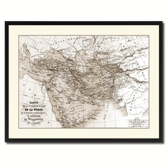 Persia Arabia Iraq Iran Vintage Sepia Map Canvas Print, Picture Frame Gifts Home Decor Wall Art Decoration