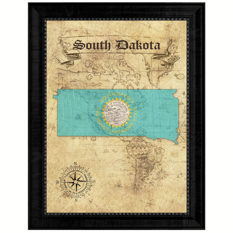 South Dakota State Vintage Map Gifts Home Decor Wall Art Office Decoration