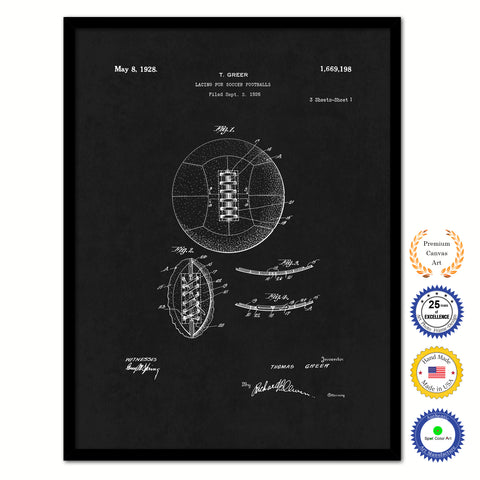 1928 Lacing for Soccer Footballs Old Patent Art Print on Canvas Custom Framed Vintage Home Decor Wall Decoration Great for Gifts
