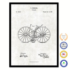 1869 Velocipede Old Patent Art Print on Canvas Custom Framed Vintage Home Decor Wall Decoration Great for Gifts