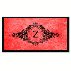 Alphabet Letter Z Red Canvas Print, Black Custom Frame