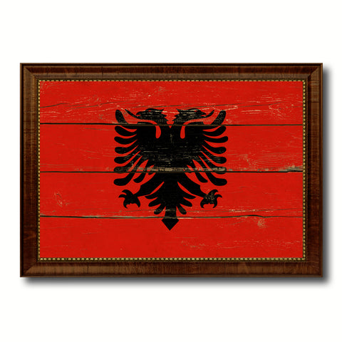 Albania Country Flag Vintage Canvas Print with Black Picture Frame Home Decor Gifts Wall Art Decoration Artwork