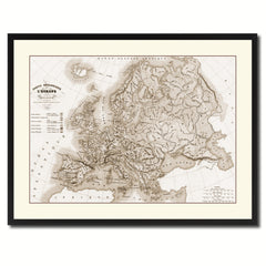 Europe Geological Vintage Sepia Map Canvas Print, Picture Frame Gifts Home Decor Wall Art Decoration