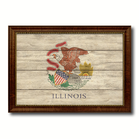 Illnoise State Flag Canvas Print, Picture Frame Gift Ideas Home Décor Wall Art Decoration